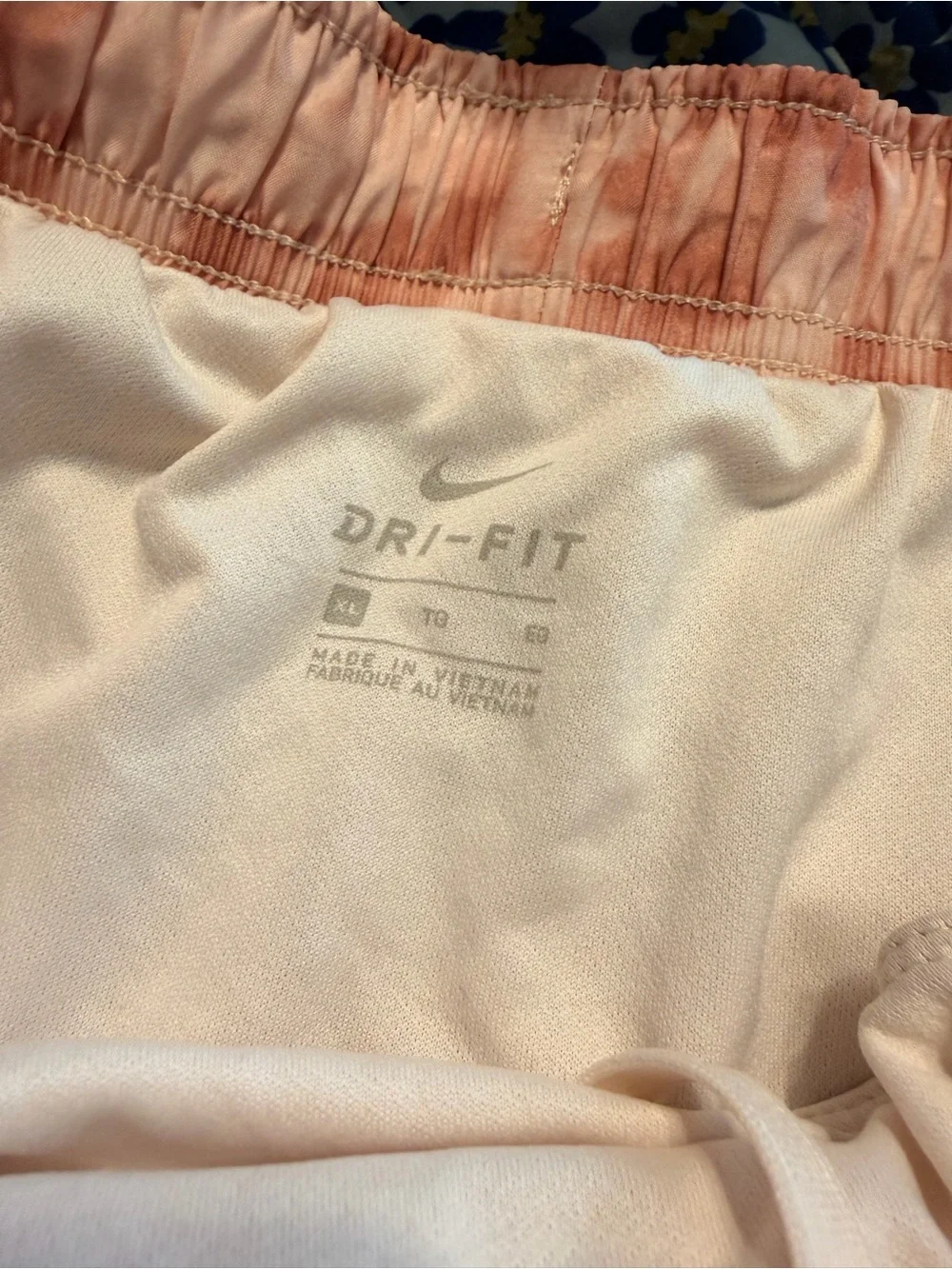 Nike Dri-FIT Tie-Dye Running Shorts | Women’s XL | Peach & White